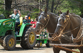 Tractor Train or Horse-Drawn Wagon Tractor Train or Horse-Drawn Wagon